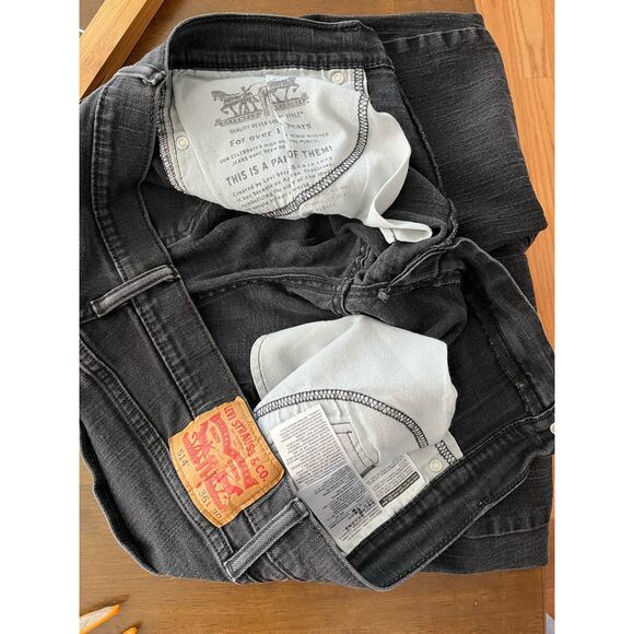 Levis 514 Black Jeans Frayed Hem 36x30 Stretch $70 - Picture 3 of 6